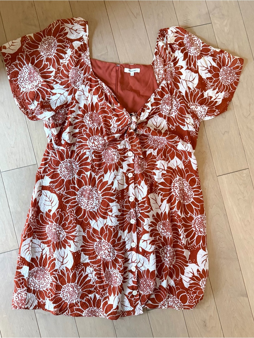 Madewell Rust and White Floral Button-Front Dress